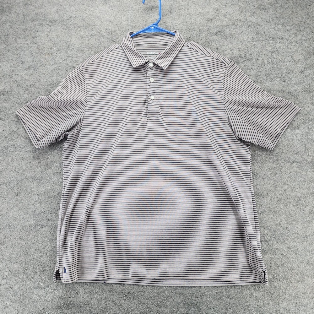 UNTUCKit Polo Shirt Mens Large Short Sleeve Beige Striped Axios